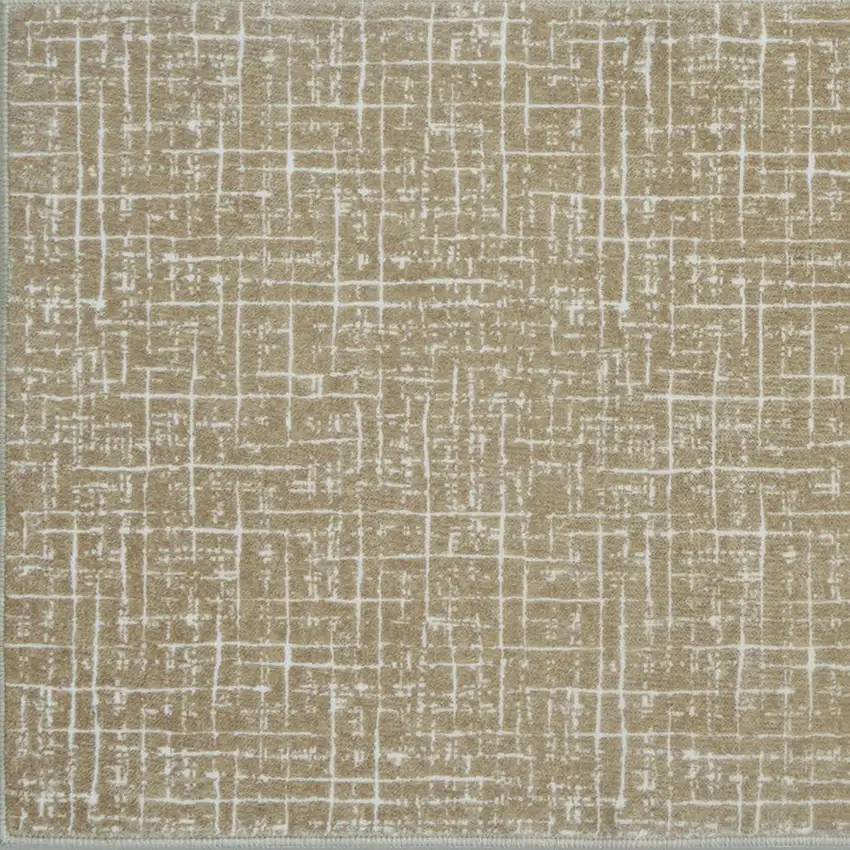 Gold And Ivory Abstract Geometric Distressed Washable Area Rug Photo 4