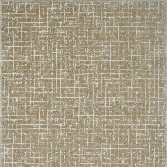 Gold And Ivory Abstract Geometric Distressed Washable Area Rug Photo 4