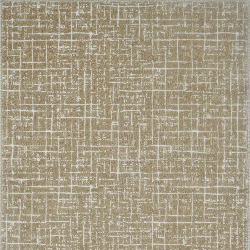 Gold And Ivory Abstract Geometric Distressed Washable Area Rug Photo 4