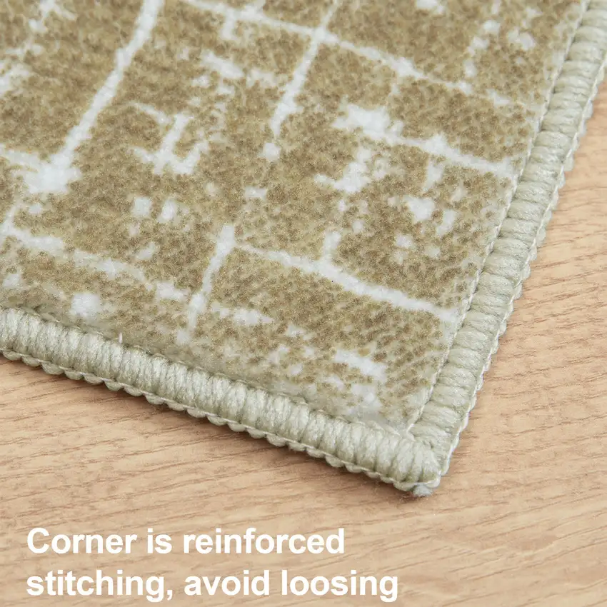 Gold And Ivory Abstract Geometric Distressed Washable Area Rug Photo 9