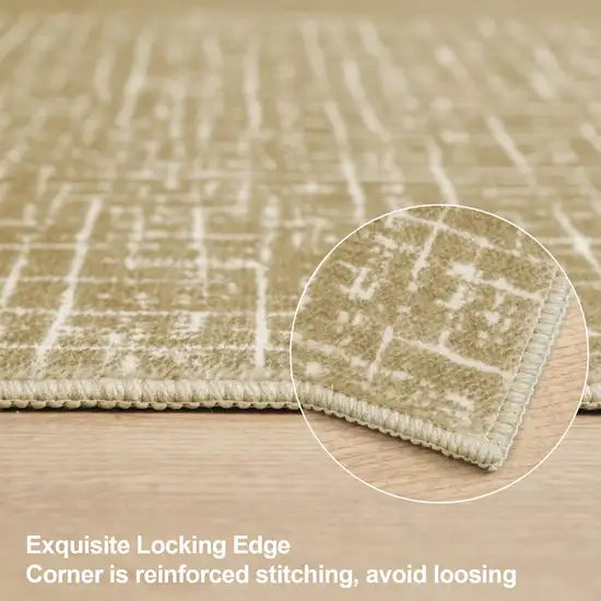 Gold And Ivory Abstract Geometric Distressed Washable Area Rug Photo 8