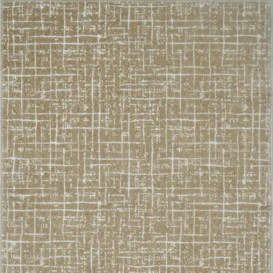 Gold And Ivory Abstract Geometric Distressed Washable Area Rug Photo 4