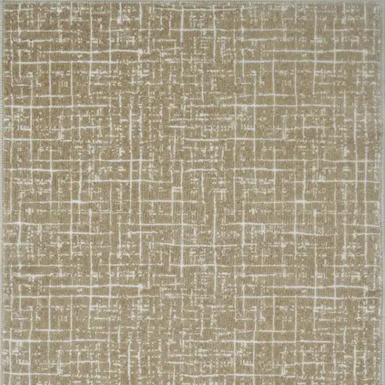 Gold And Ivory Abstract Geometric Distressed Washable Area Rug Photo 3