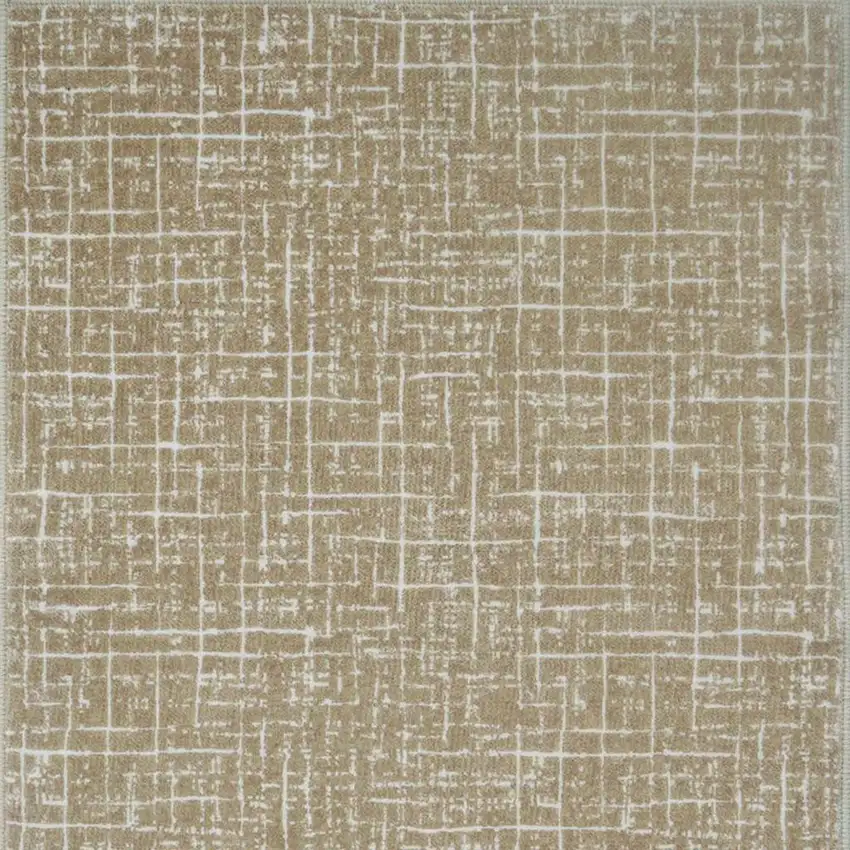 Gold And Ivory Abstract Geometric Distressed Washable Area Rug Photo 3