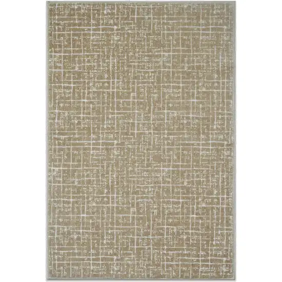 Gold And Ivory Abstract Geometric Distressed Washable Area Rug Photo 2