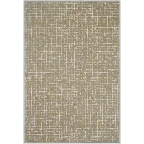 Gold And Ivory Abstract Geometric Distressed Washable Area Rug Photo 4