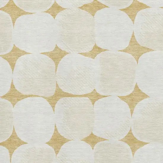 Gold And Ivory Abstract Geometric Washable Area Rug With UV Protection Photo 4