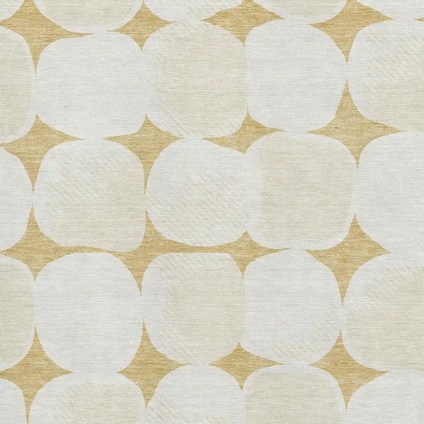 Gold And Ivory Abstract Geometric Washable Area Rug With UV Protection Photo 4