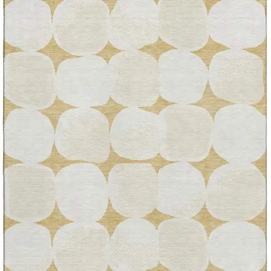 Gold And Ivory Abstract Geometric Washable Area Rug With UV Protection Photo 5