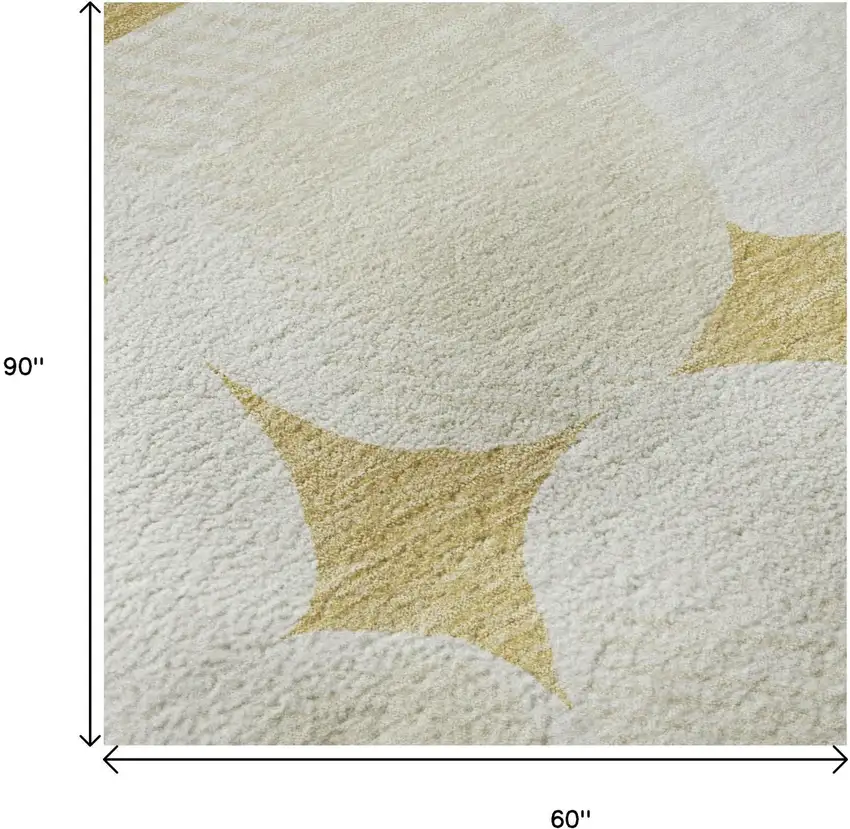 Gold And Ivory Abstract Geometric Washable Area Rug With UV Protection Photo 9