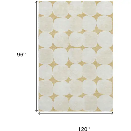 Gold And Ivory Abstract Geometric Washable Area Rug With UV Protection Photo 8