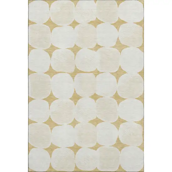 Gold And Ivory Abstract Geometric Washable Area Rug With UV Protection Photo 6