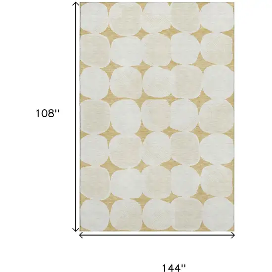 Gold And Ivory Abstract Geometric Washable Area Rug With UV Protection Photo 8