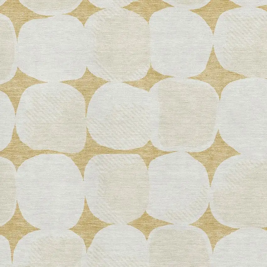 Gold And Ivory Abstract Geometric Washable Area Rug With UV Protection Photo 4