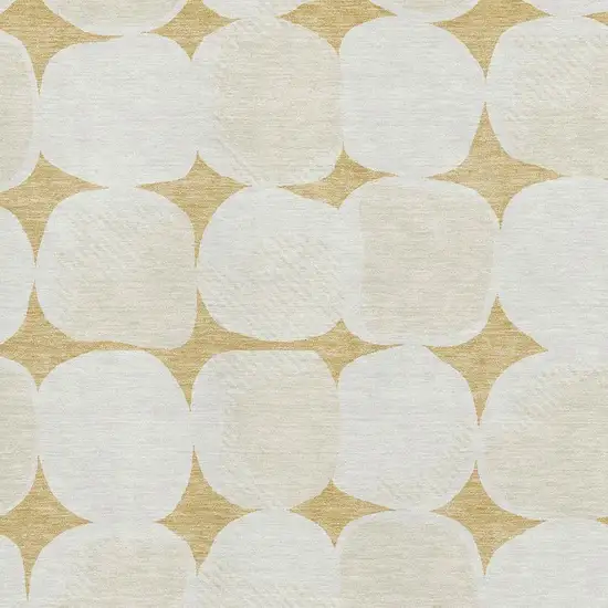 Gold And Ivory Abstract Geometric Washable Area Rug With UV Protection Photo 4