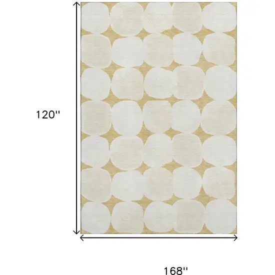 Gold And Ivory Abstract Geometric Washable Area Rug With UV Protection Photo 9