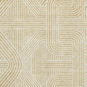 Photo of Gold And Ivory Abstract Geometric Washable Area Rug With UV Protection