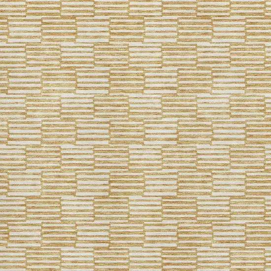 Gold And Ivory Abstract Geometric Washable Area Rug With UV Protection Photo 3