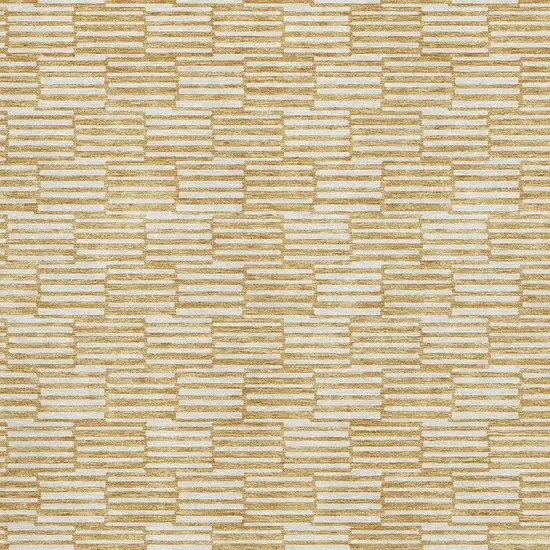 Gold And Ivory Abstract Geometric Washable Area Rug With UV Protection Photo 3