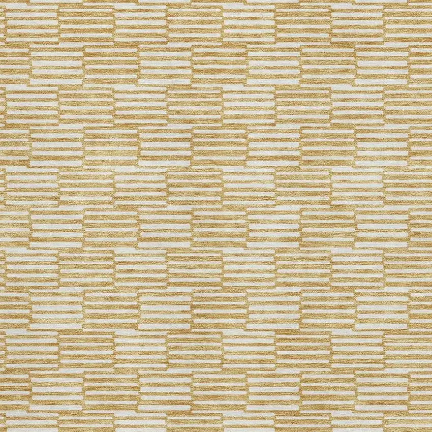 Gold And Ivory Abstract Geometric Washable Area Rug With UV Protection Photo 3