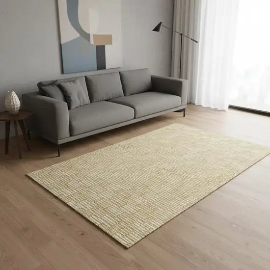 Gold And Ivory Abstract Geometric Washable Area Rug With UV Protection Photo 2