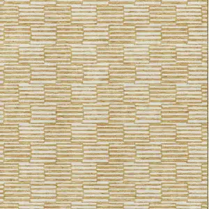Photo of Gold And Ivory Abstract Geometric Washable Area Rug With UV Protection