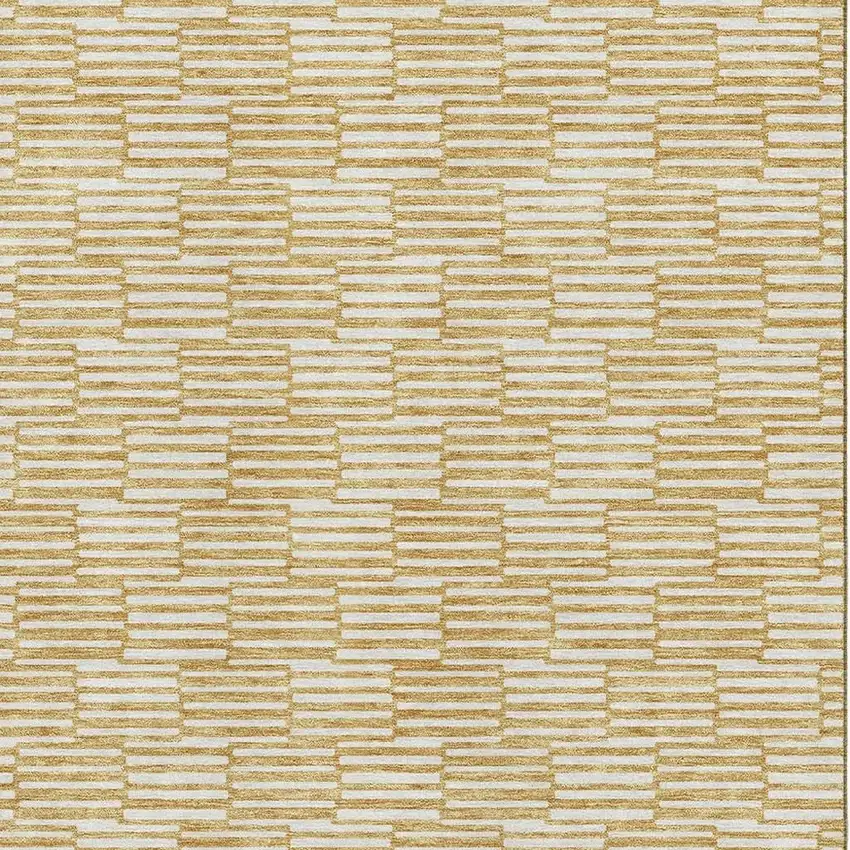 Gold And Ivory Abstract Geometric Washable Area Rug With UV Protection Photo 3