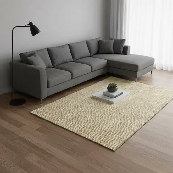 Gold And Ivory Abstract Geometric Washable Area Rug With UV Protection Photo 2