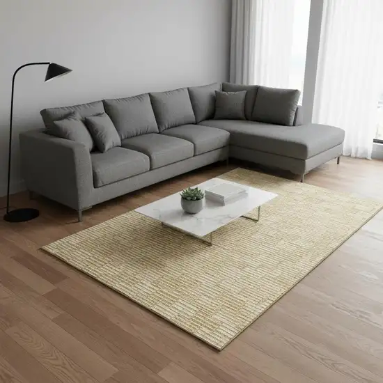 Gold And Ivory Abstract Geometric Washable Area Rug With UV Protection Photo 2