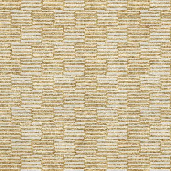 Gold And Ivory Abstract Geometric Washable Area Rug With UV Protection Photo 3