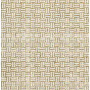 Photo of Gold And Ivory Abstract Geometric Washable Area Rug With UV Protection