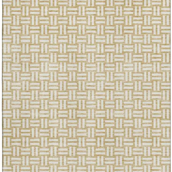 Gold And Ivory Abstract Geometric Washable Area Rug With UV Protection Photo 3