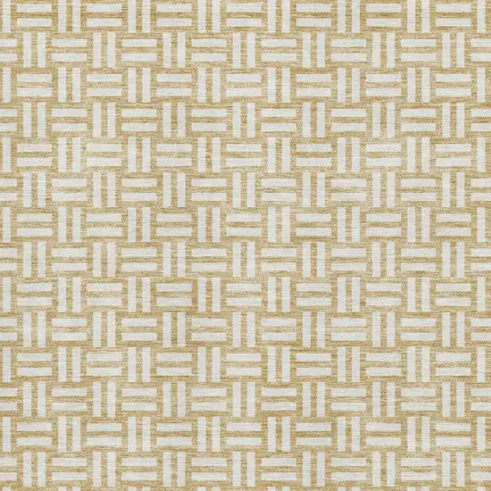 Gold And Ivory Abstract Geometric Washable Area Rug With UV Protection Photo 2