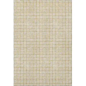 Photo of Gold And Ivory Abstract Geometric Washable Area Rug With UV Protection