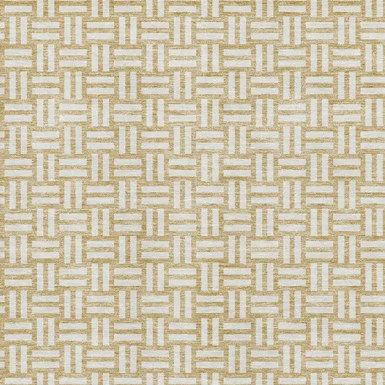 Gold And Ivory Abstract Geometric Washable Area Rug With UV Protection Photo 2