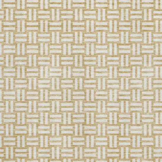 Gold And Ivory Abstract Geometric Washable Area Rug With UV Protection Photo 2