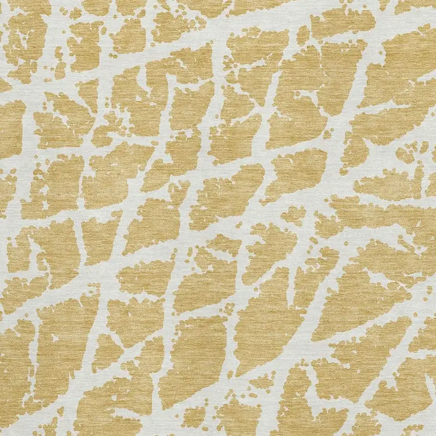 Gold And Ivory Abstract Washable Area Rug With UV Protection Photo 8