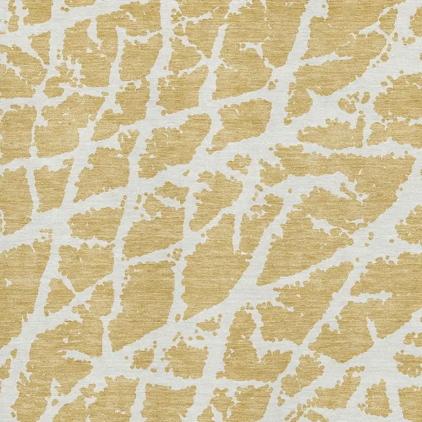 Gold And Ivory Abstract Washable Area Rug With UV Protection Photo 3