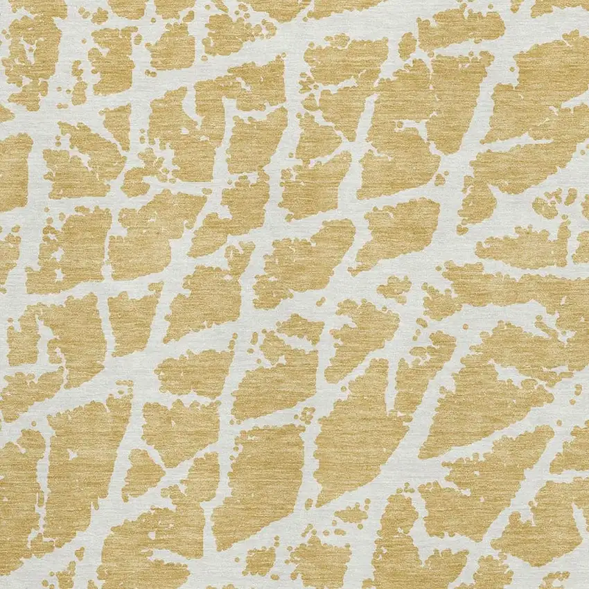Gold And Ivory Abstract Washable Area Rug With UV Protection Photo 7