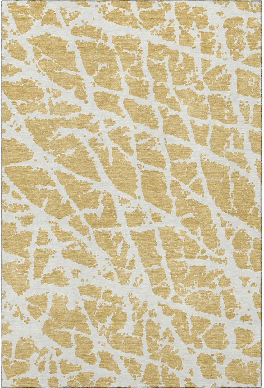 Gold And Ivory Abstract Washable Area Rug With UV Protection Photo 4