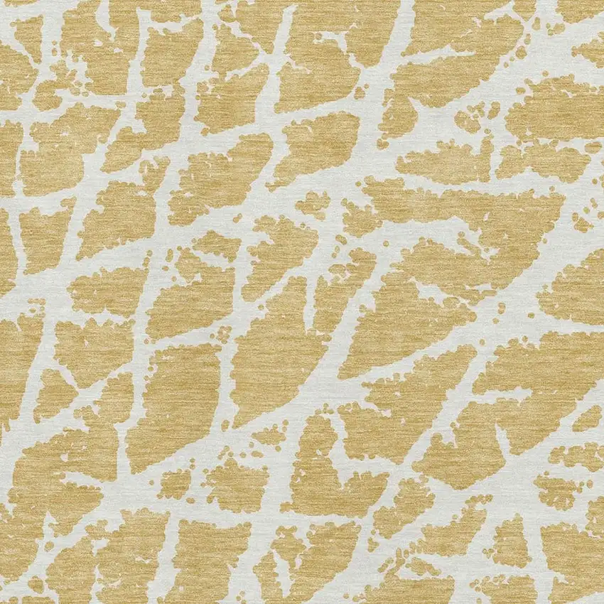 Gold And Ivory Abstract Washable Area Rug With UV Protection Photo 3