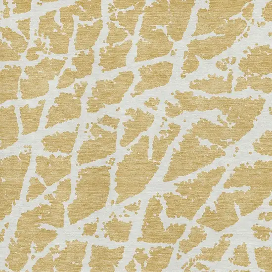 Gold And Ivory Abstract Washable Area Rug With UV Protection Photo 8