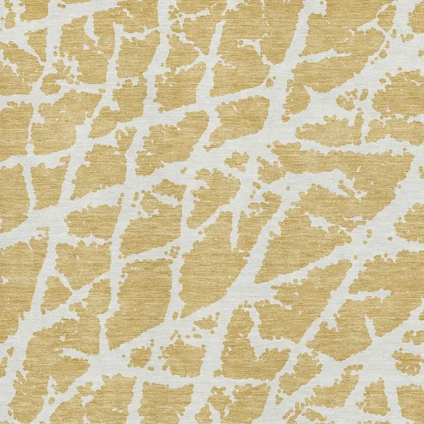 Gold And Ivory Abstract Washable Area Rug With UV Protection Photo 8