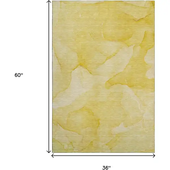 Gold And Ivory Abstract Washable Area Rug With UV Protection Photo 3