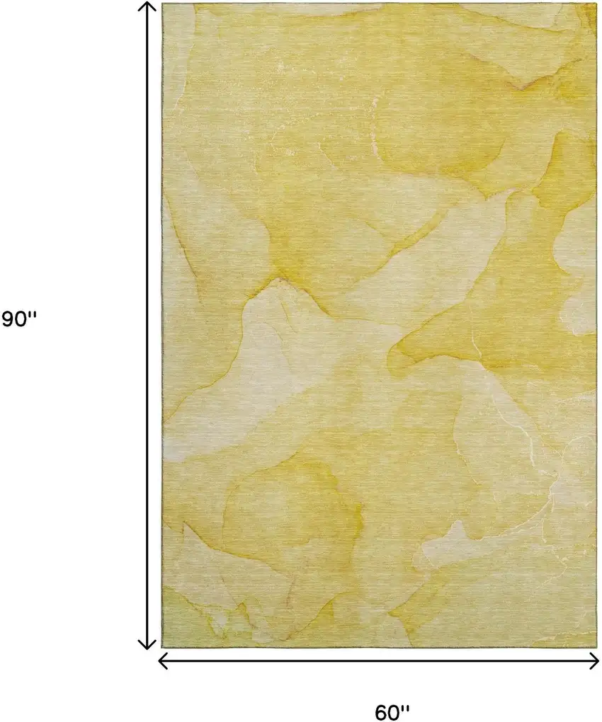 Gold And Ivory Abstract Washable Area Rug With UV Protection Photo 3