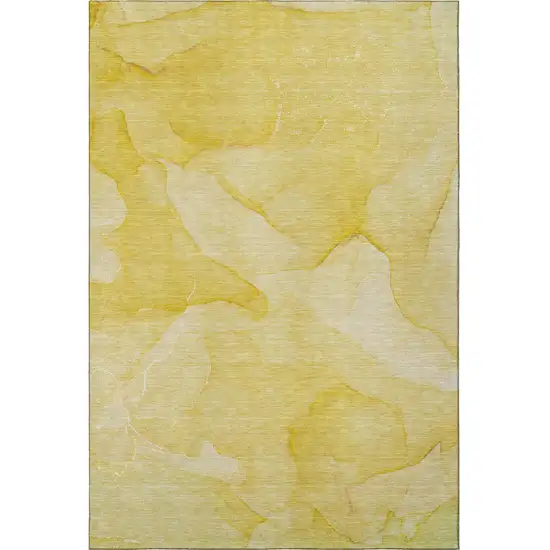 Gold And Ivory Abstract Washable Area Rug With UV Protection Photo 4