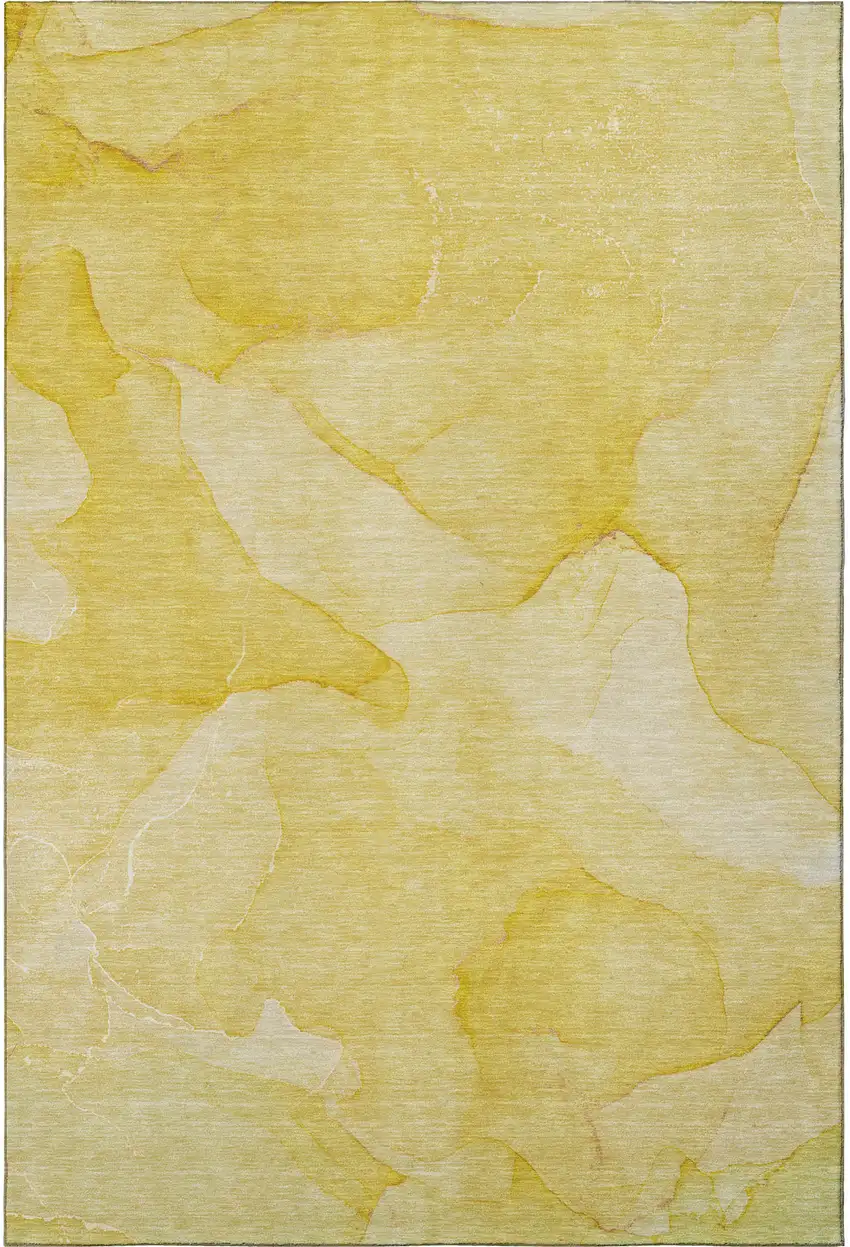 Gold And Ivory Abstract Washable Area Rug With UV Protection Photo 4