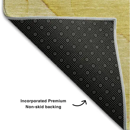 Gold And Ivory Abstract Washable Area Rug With UV Protection Photo 7