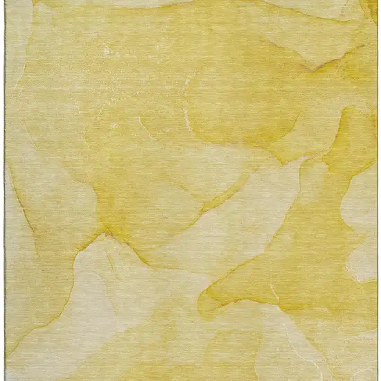 Gold And Ivory Abstract Washable Area Rug With UV Protection Photo 3
