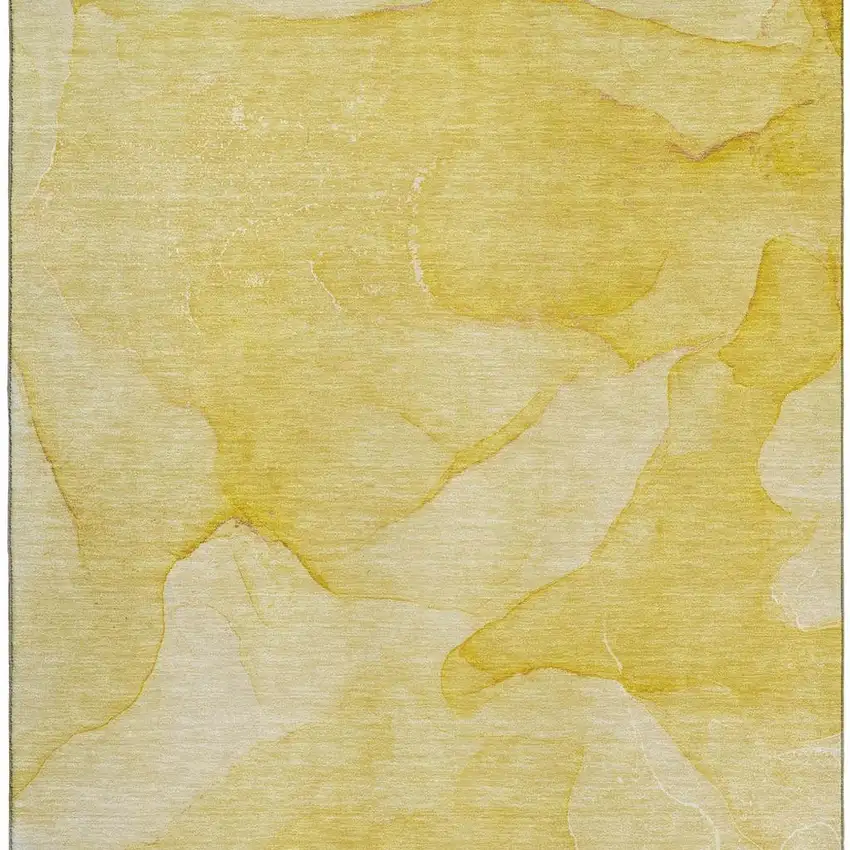 Gold And Ivory Abstract Washable Area Rug With UV Protection Photo 3